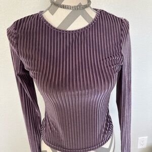 SHEIN Purple Ribbed Long Sleeve Top